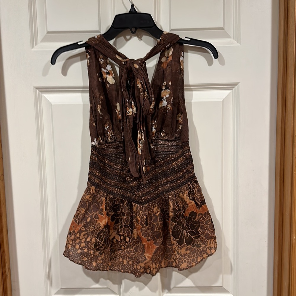 Free People Smocked Halter Top, Size M - Picture 4 of 5